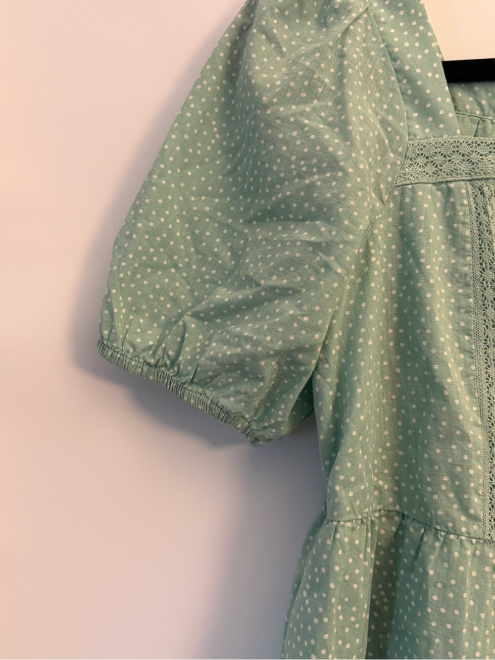 LOFT Mint Green Polka Dot Square-Neck Puff Sleeve Tunic - Picture 4 of 6